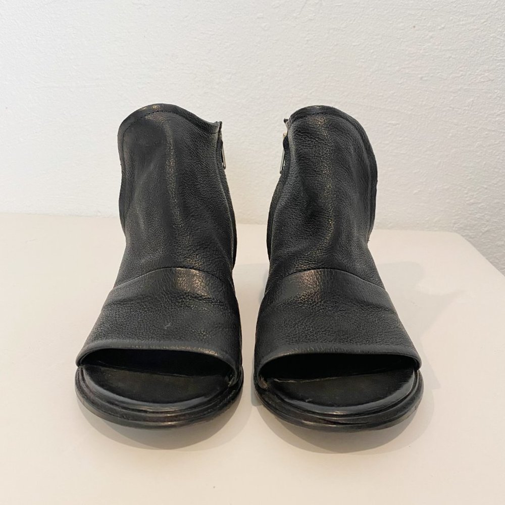 FINAL SALE: A.S.98 Leather black Miles Peep Toe Bootie New - Picture 5 of 14